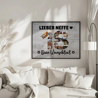 Personalisiertes Poster Wunschtext 18 Geburtstag Neffe Geschenk