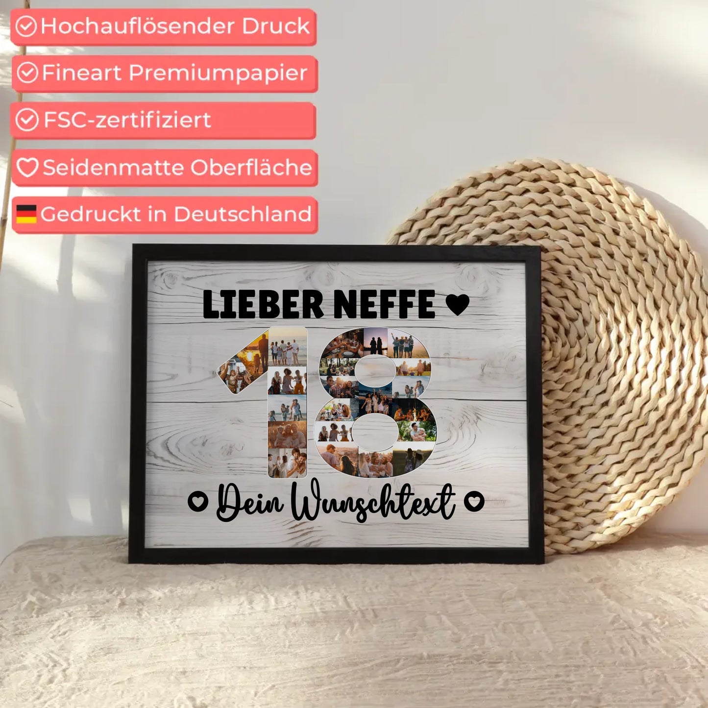 Personalisiertes Poster Wunschtext 18 Geburtstag Neffe Geschenk