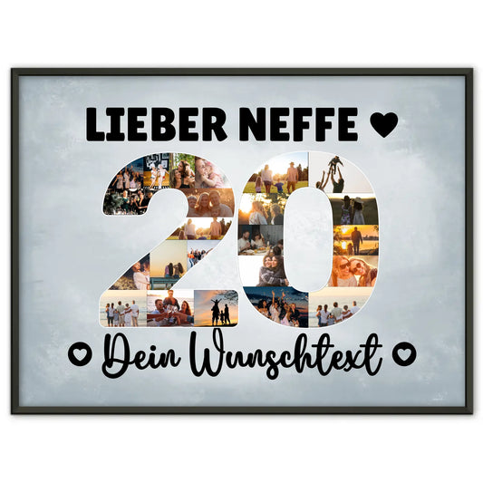 Personalisiertes Poster Wunschtext 20 Geburtstag Neffe