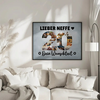 Personalisiertes Poster Wunschtext 20 Geburtstag Neffe