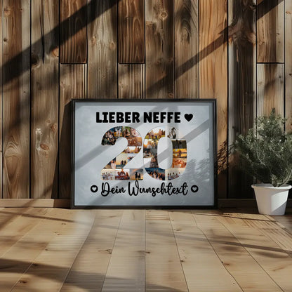 Personalisiertes Poster Wunschtext 20 Geburtstag Neffe