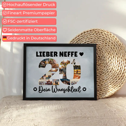 Personalisiertes Poster Wunschtext 20 Geburtstag Neffe