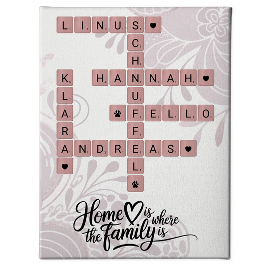 Familien Leinwand Home is where the family is Kreuzworträtsel