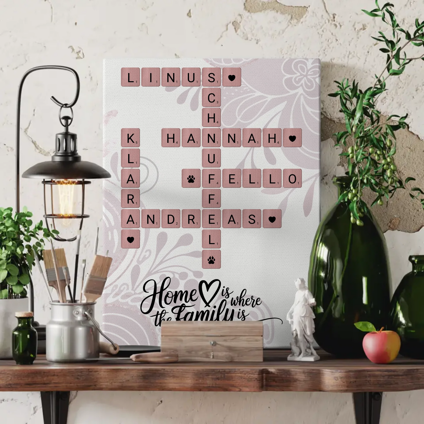 Familien Leinwand Home is where the family is Kreuzworträtsel