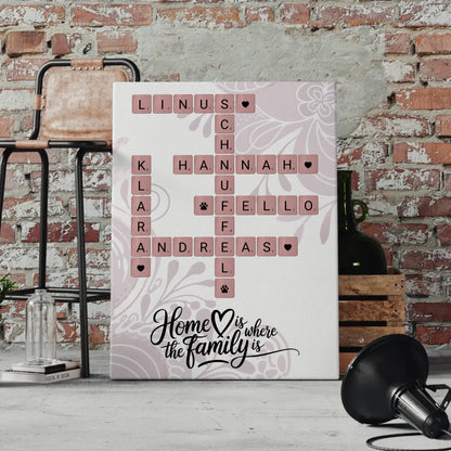 Familien Leinwand Home is where the family is Kreuzworträtsel
