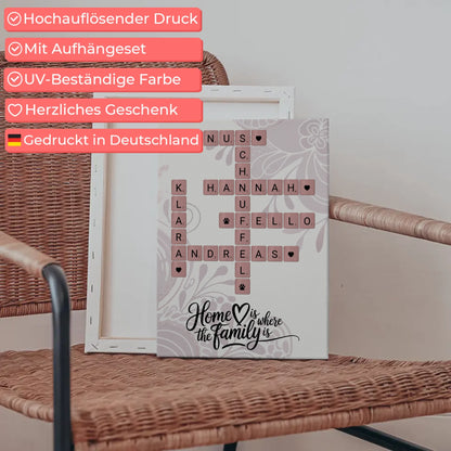 Familien Leinwand Home is where the family is Kreuzworträtsel