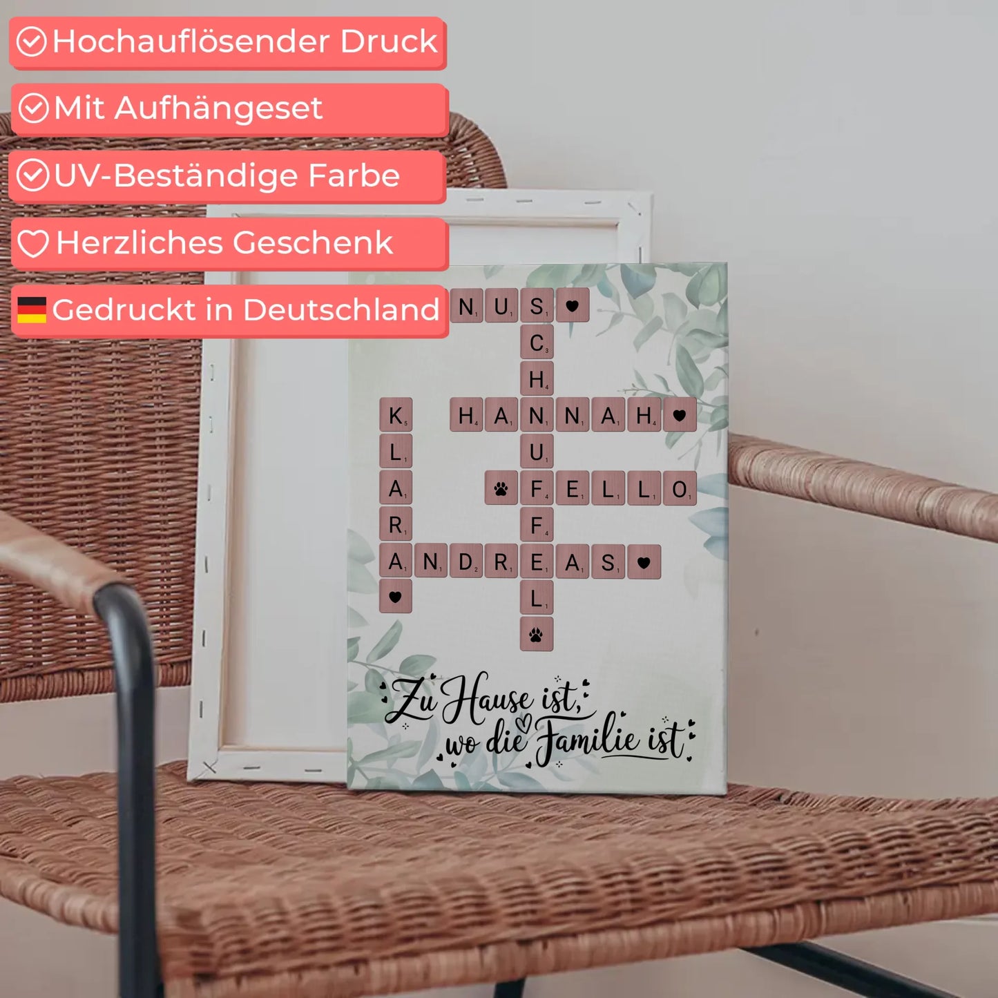 Leinwand Familie personalisiert Zu Hause ist Namen Scrabble Design
