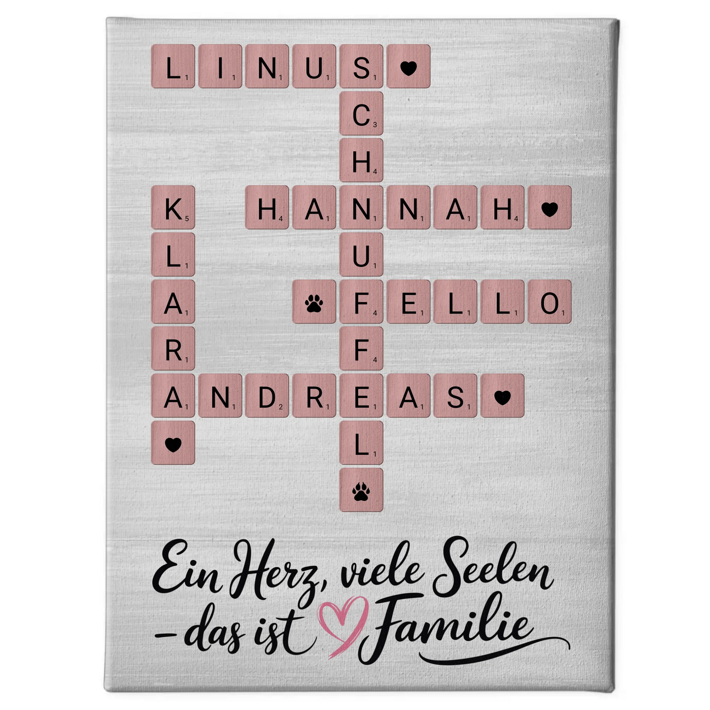 Leinwand Familie Spruch Ein Herz viele Seelen Wunschtext