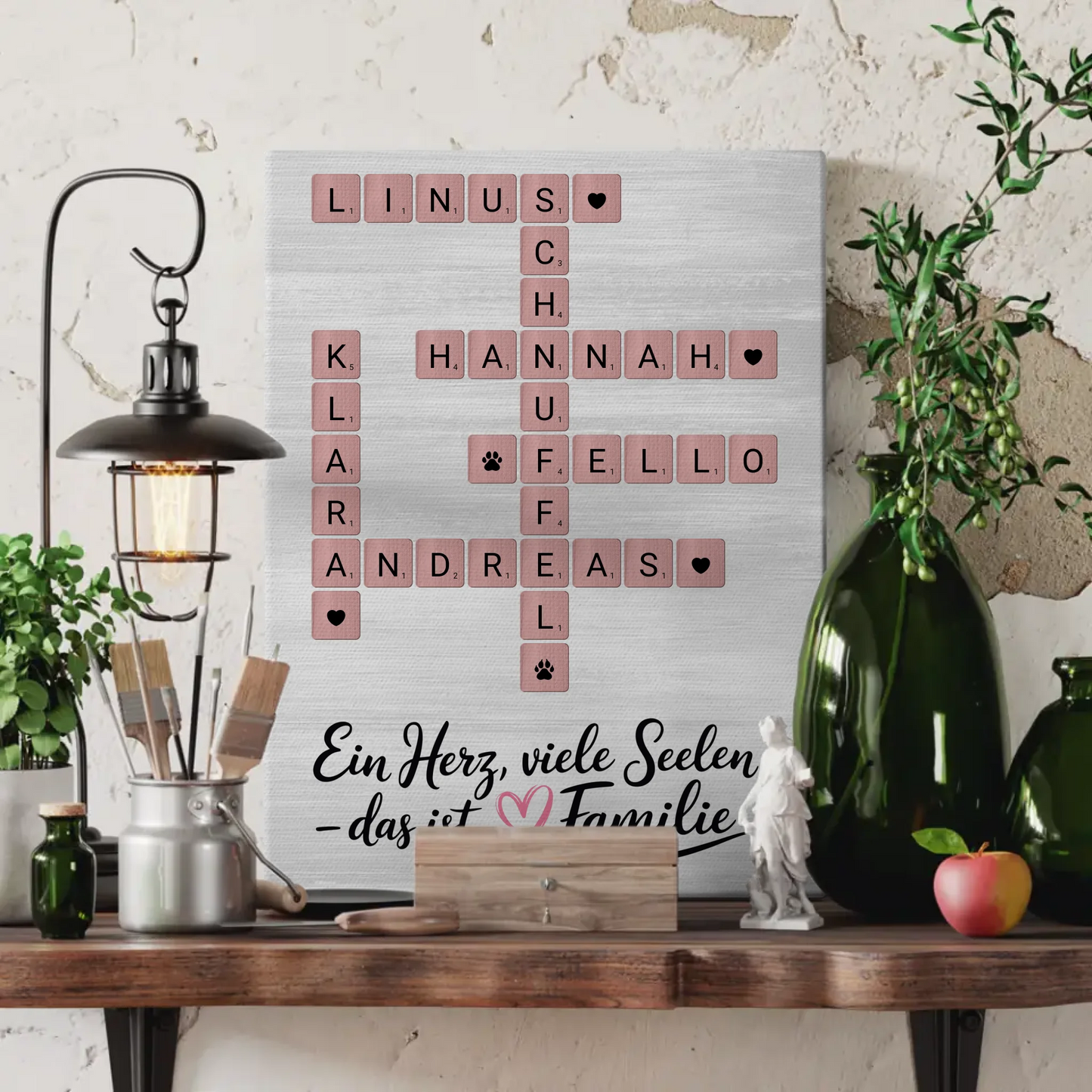 Leinwand Familie Spruch Ein Herz viele Seelen Wunschtext