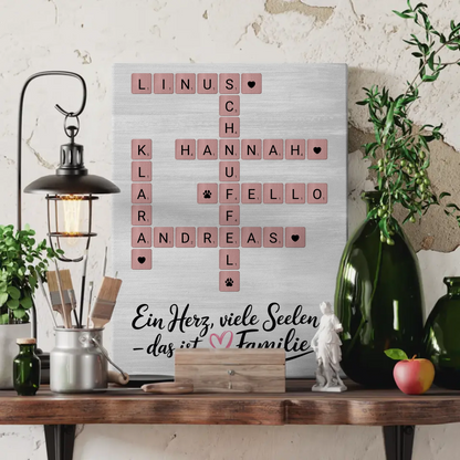 Leinwand Familie Spruch Ein Herz viele Seelen Wunschtext