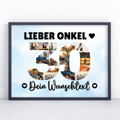 Personalisiertes Poster Wunschtext 30 Geburtstag Onkel Geschenk