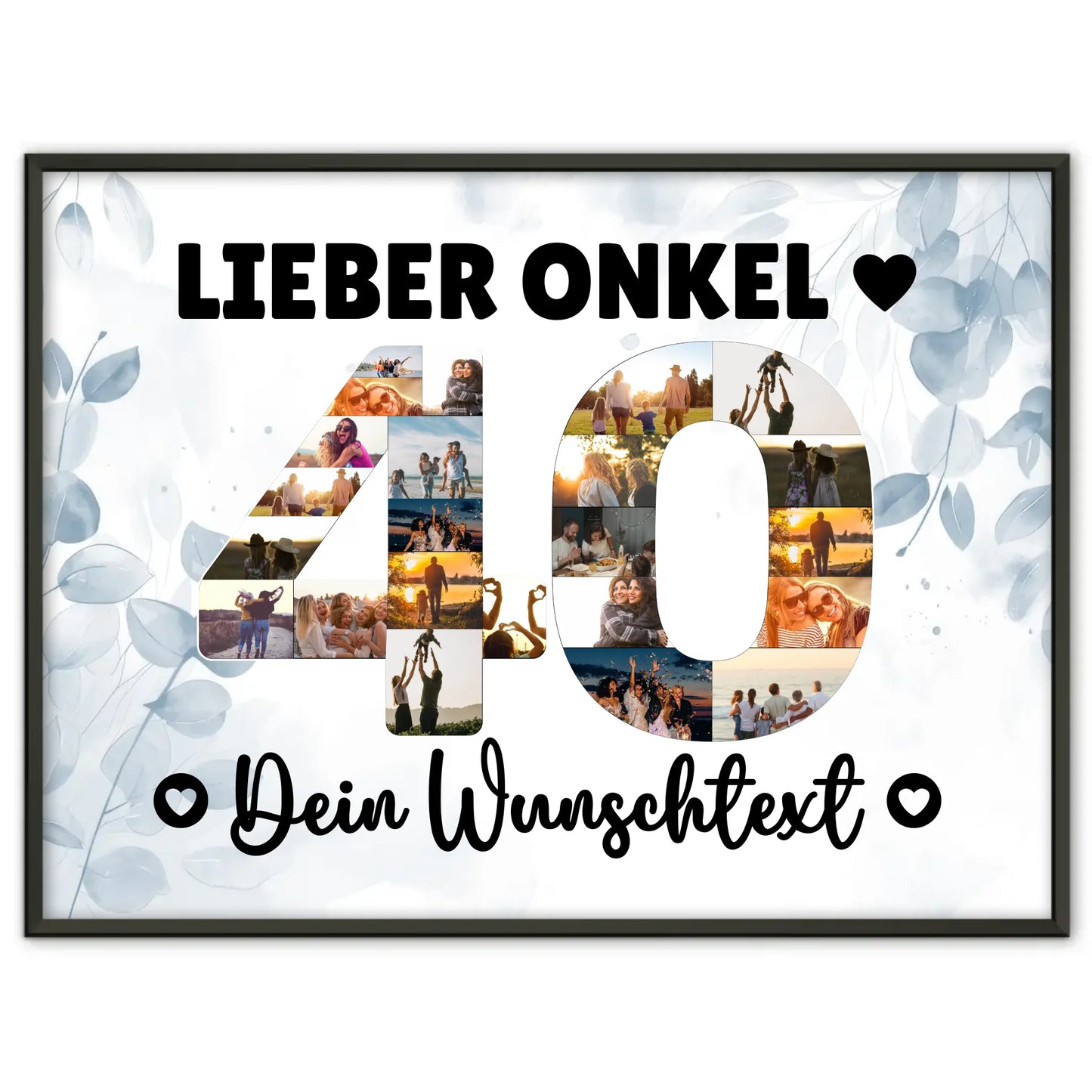 Personalisiertes Poster Wunschtext 40 Geburtstag Onkel Geschenk