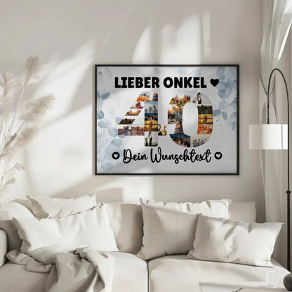 Personalisiertes Poster Wunschtext 40 Geburtstag Onkel Geschenk