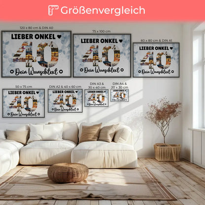 Personalisiertes Poster Wunschtext 40 Geburtstag Onkel Geschenk