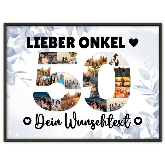 Personalisiertes Poster mit Wunschtext 50 Geburtstag Onkel