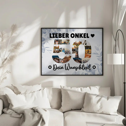 Personalisiertes Poster mit Wunschtext 50 Geburtstag Onkel