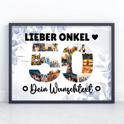 Personalisiertes Poster mit Wunschtext 50 Geburtstag Onkel