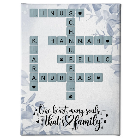 Familien Leinwand That is family Kreuzworträtsel mit Namen