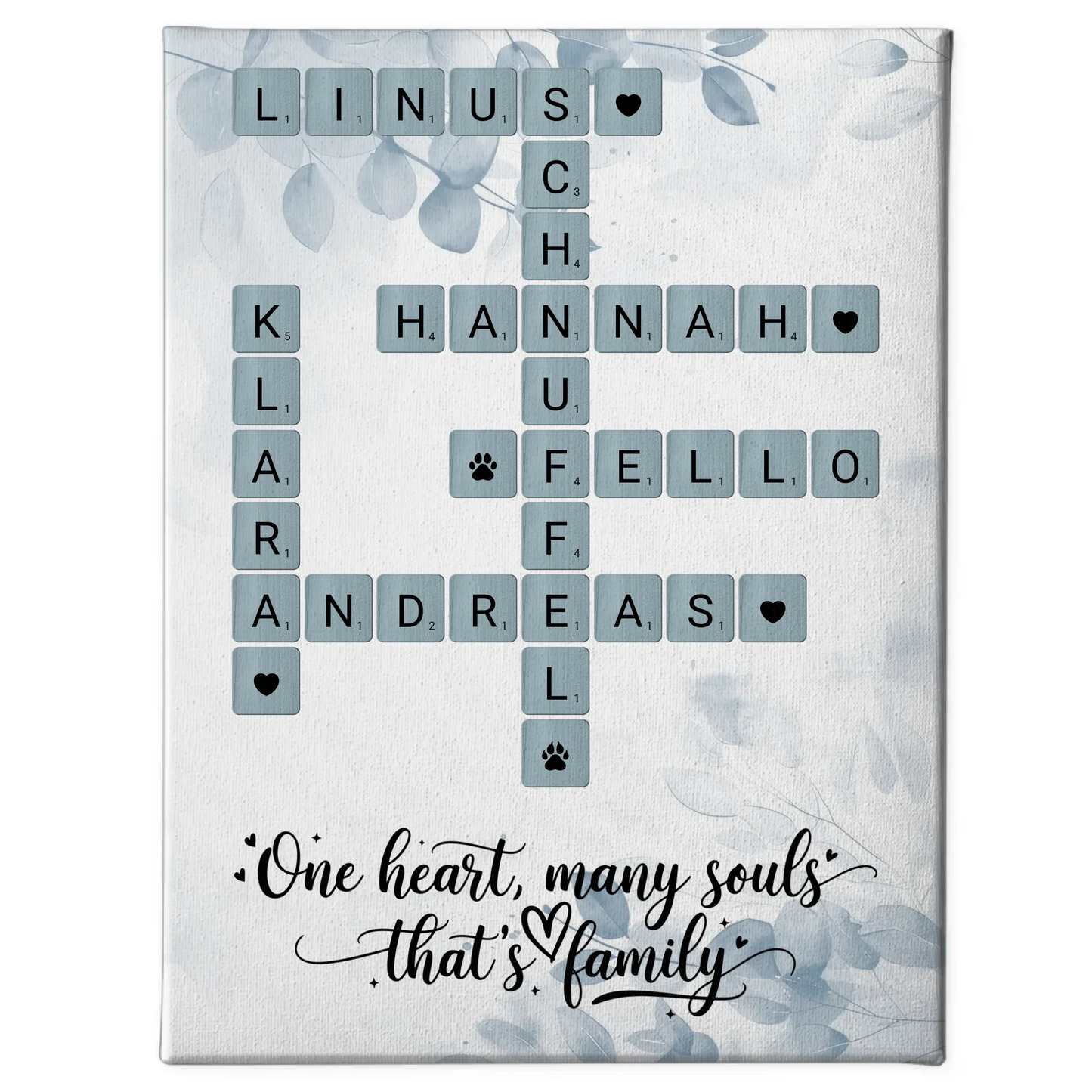 Familien Leinwand That is family im Scrabble Style mit Namen