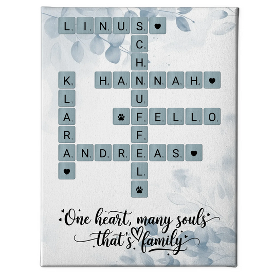 Familien Leinwand That is family im Scrabble Style mit Namen