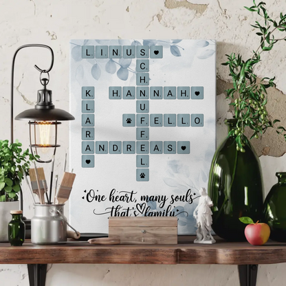 Familien Leinwand That is family im Scrabble Style mit Namen
