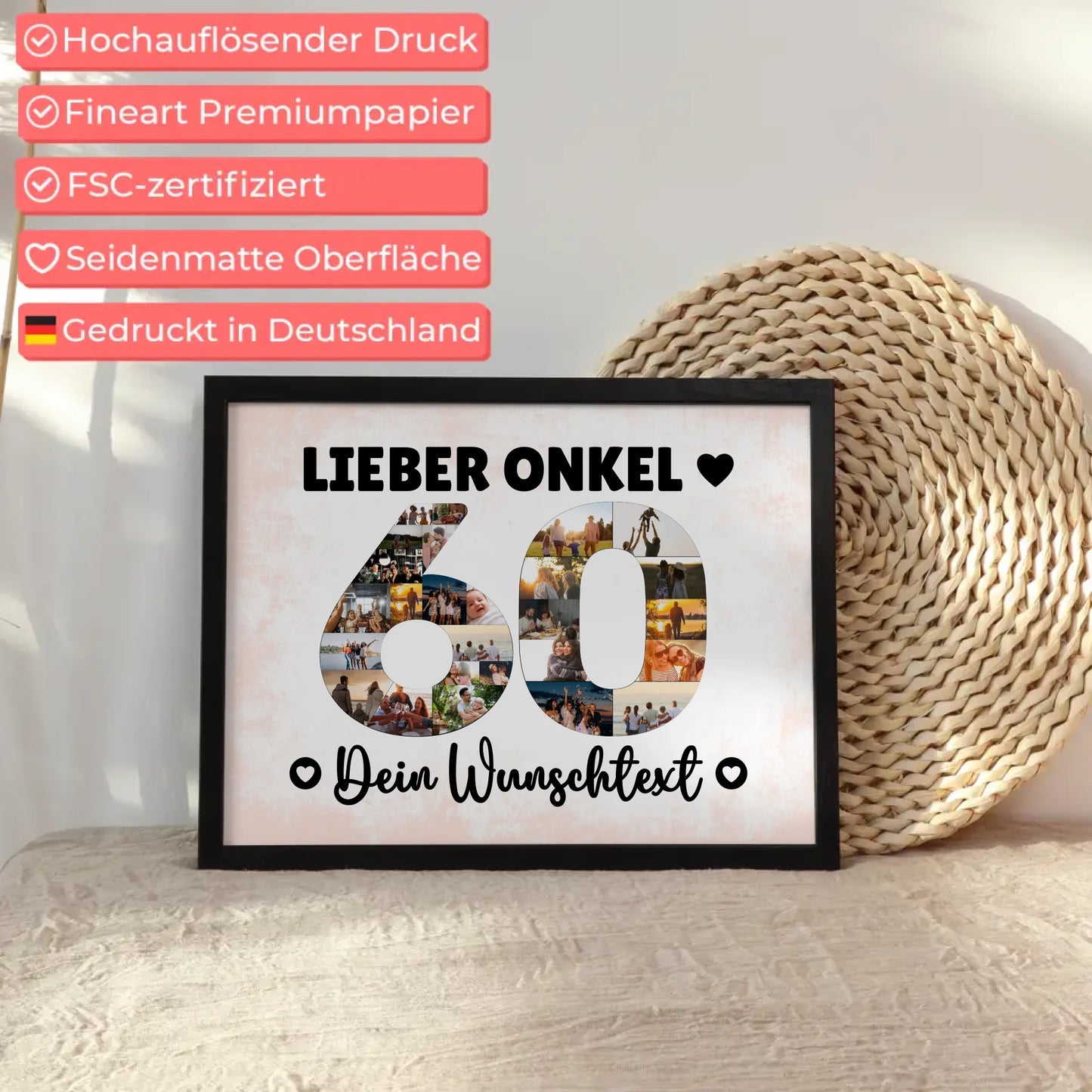 Personalisiertes Poster mit Wunschtext 60 Geburtstag Onkel
