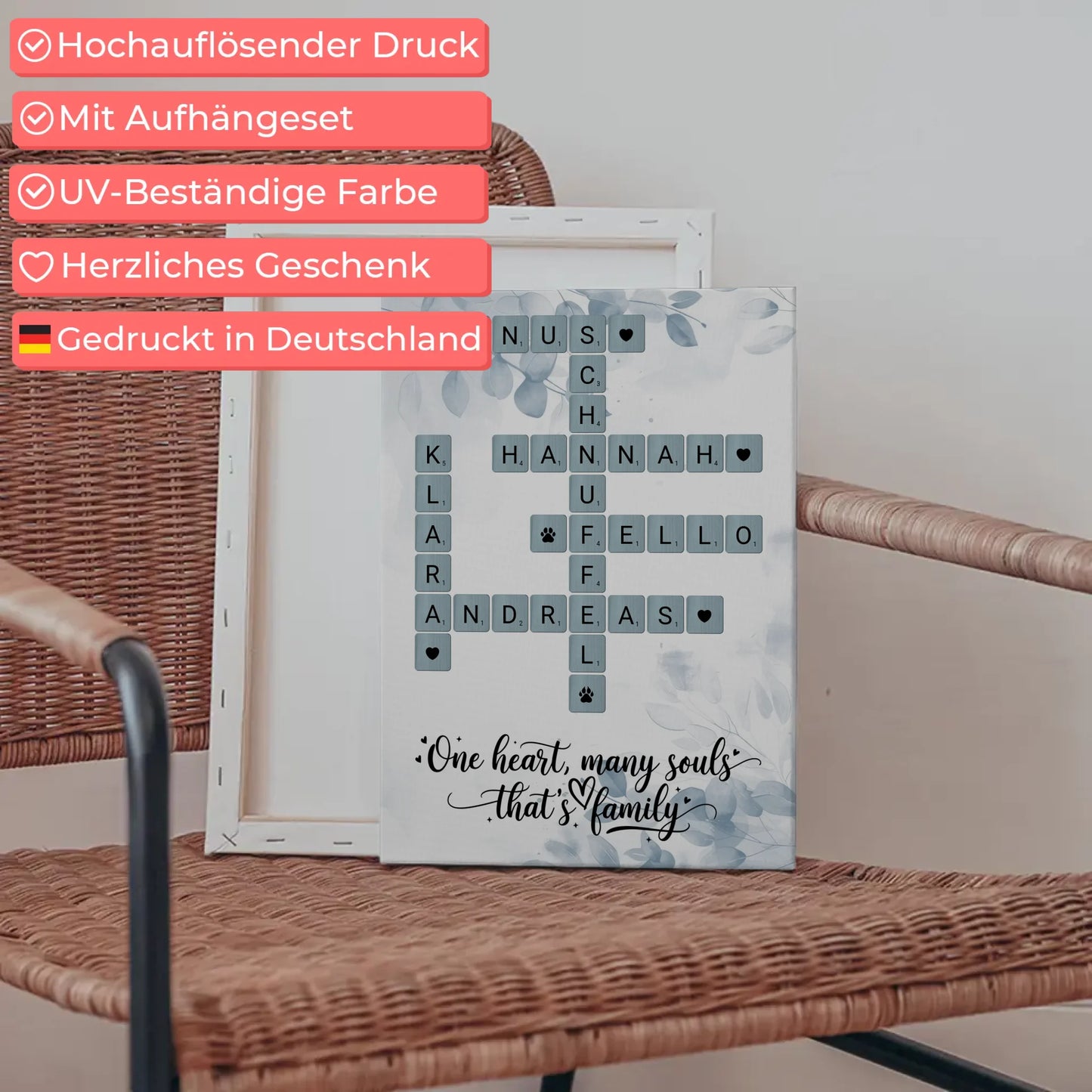 Familien Leinwand That is family im Scrabble Style mit Namen