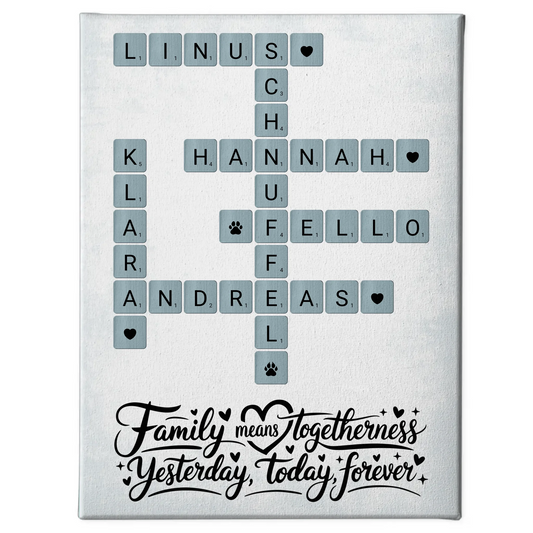 Leinwand Familie Spruch Family means Kreuzworträtsel Namen