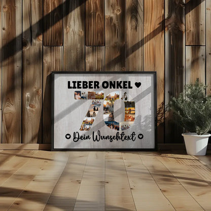 Personalisiertes Poster mit Wunschtext 70 Geburtstag Onkel