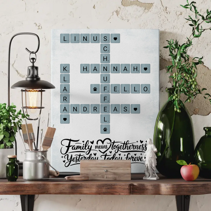 Leinwand Familie Spruch Family means Kreuzworträtsel Namen