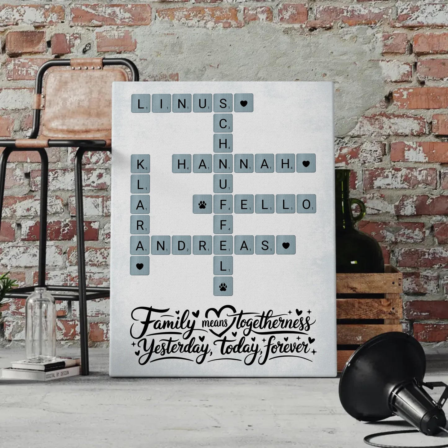 Leinwand Familie Spruch Family means Kreuzworträtsel Namen