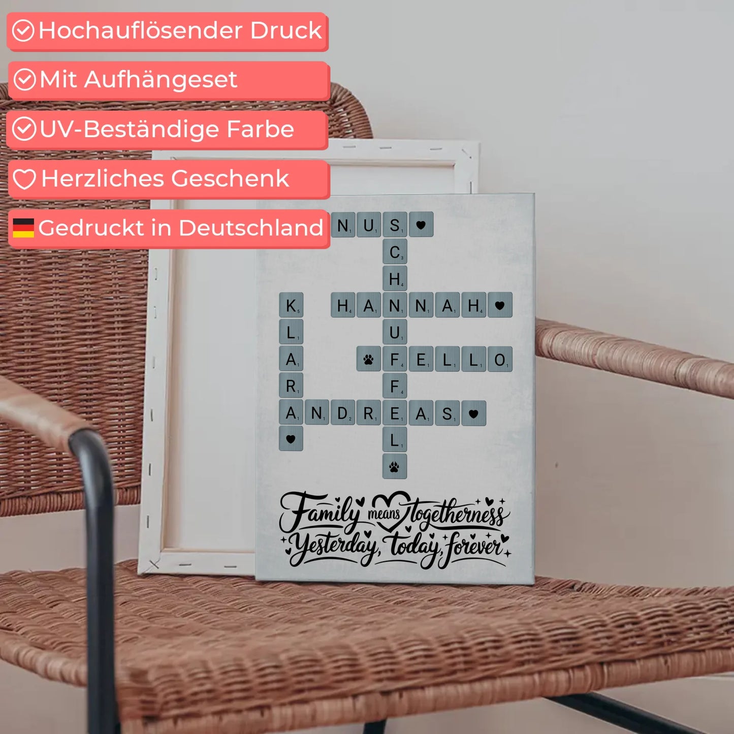 Leinwand Familie Spruch Family means Kreuzworträtsel Namen