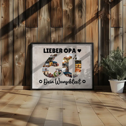 Personalisiertes Poster Wunschtext 60 Geburtstag Opa Geschenk