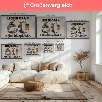 Personalisiertes Poster Wunschtext 60 Geburtstag Opa Geschenk