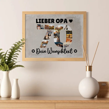 Personalisiertes Poster mit Wunschtext 70 Geburtstag Opa