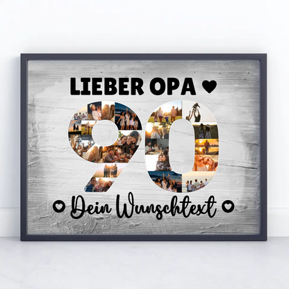 Personalisiertes Poster mit Wunschtext zum 90 Geburtstag Opa