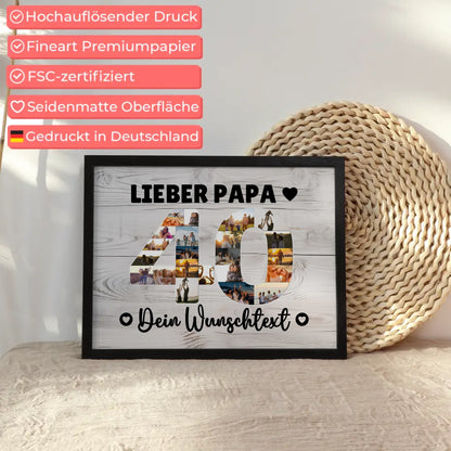 Personalisiertes Poster mit Wunschtext 40 Geburtstag Papa