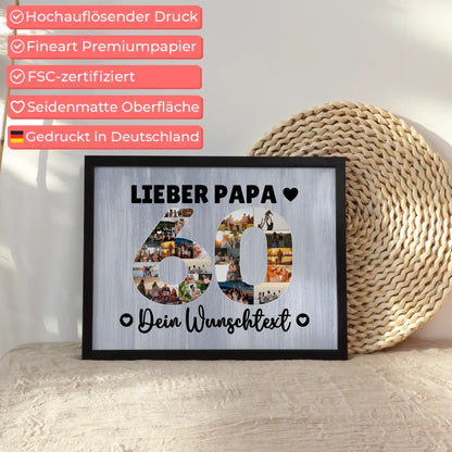 Personalisiertes Poster Wunschtext 60 Geburtstag Papa