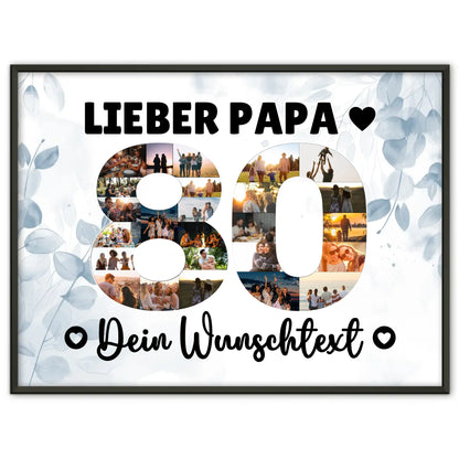Personalisiertes Poster Wunschtext 80 Geburtstag Papa