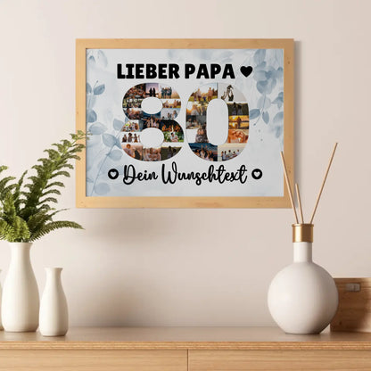 Personalisiertes Poster Wunschtext 80 Geburtstag Papa
