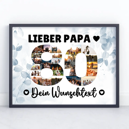 Personalisiertes Poster Wunschtext 80 Geburtstag Papa