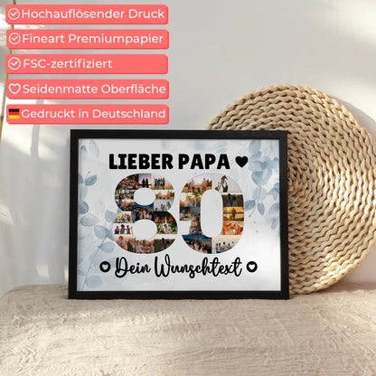 Personalisiertes Poster Wunschtext 80 Geburtstag Papa