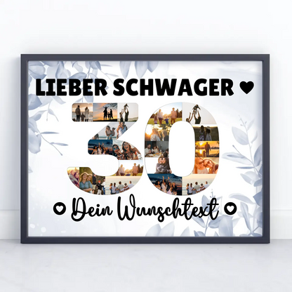 Personalisiertes Poster Wunschtext 30 Geburtstag Schwager