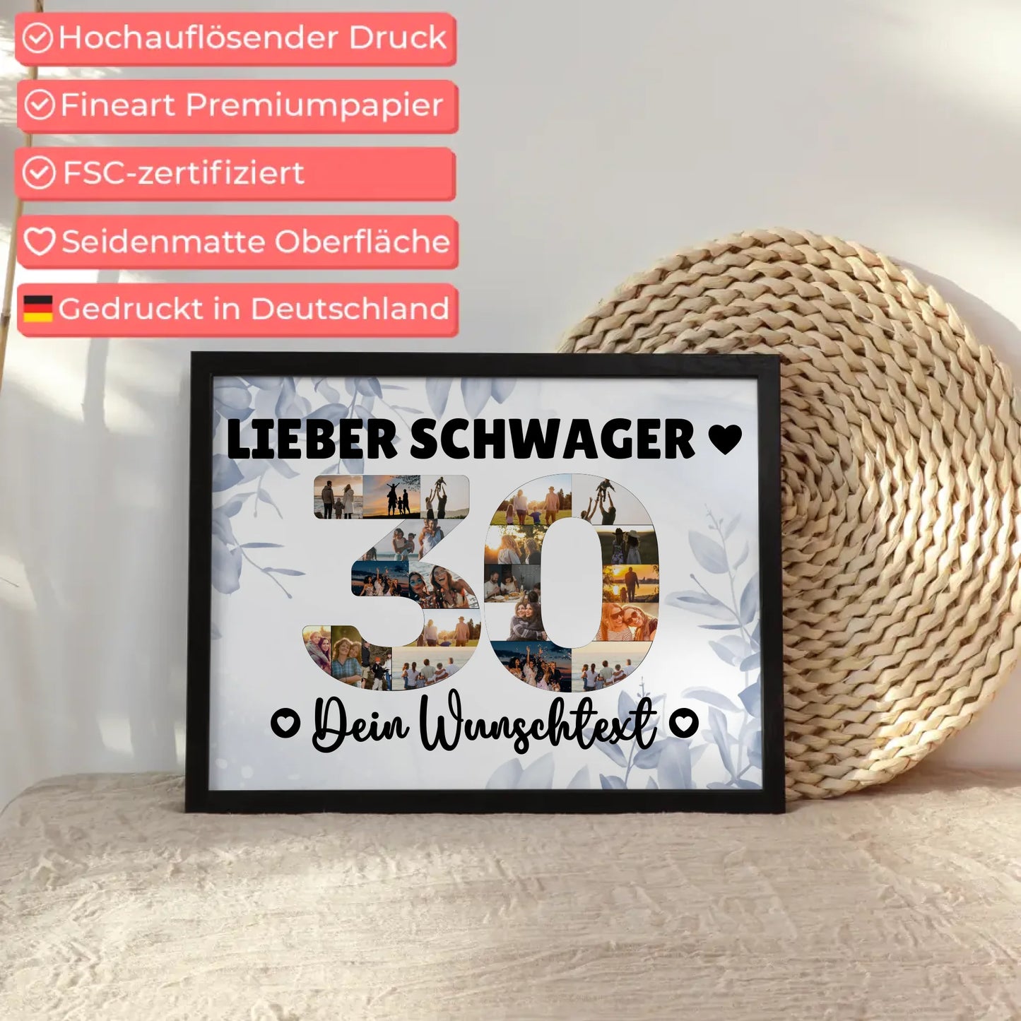 Personalisiertes Poster Wunschtext 30 Geburtstag Schwager