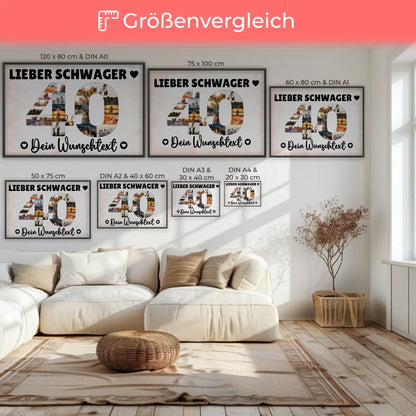 Personalisiertes Poster Wunschtext 40 Geburtstag Schwager