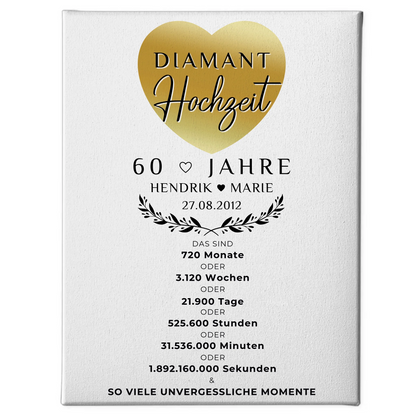 Personalisierte Fotoleinwand 60 Hochzeitstag Geschenk für Diamantene Hochzeit