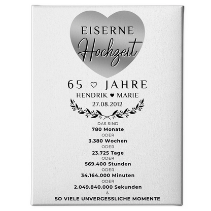 Personalisierte Fotoleinwand 65 Hochzeitstag Geschenk Eiserne Hochzeit