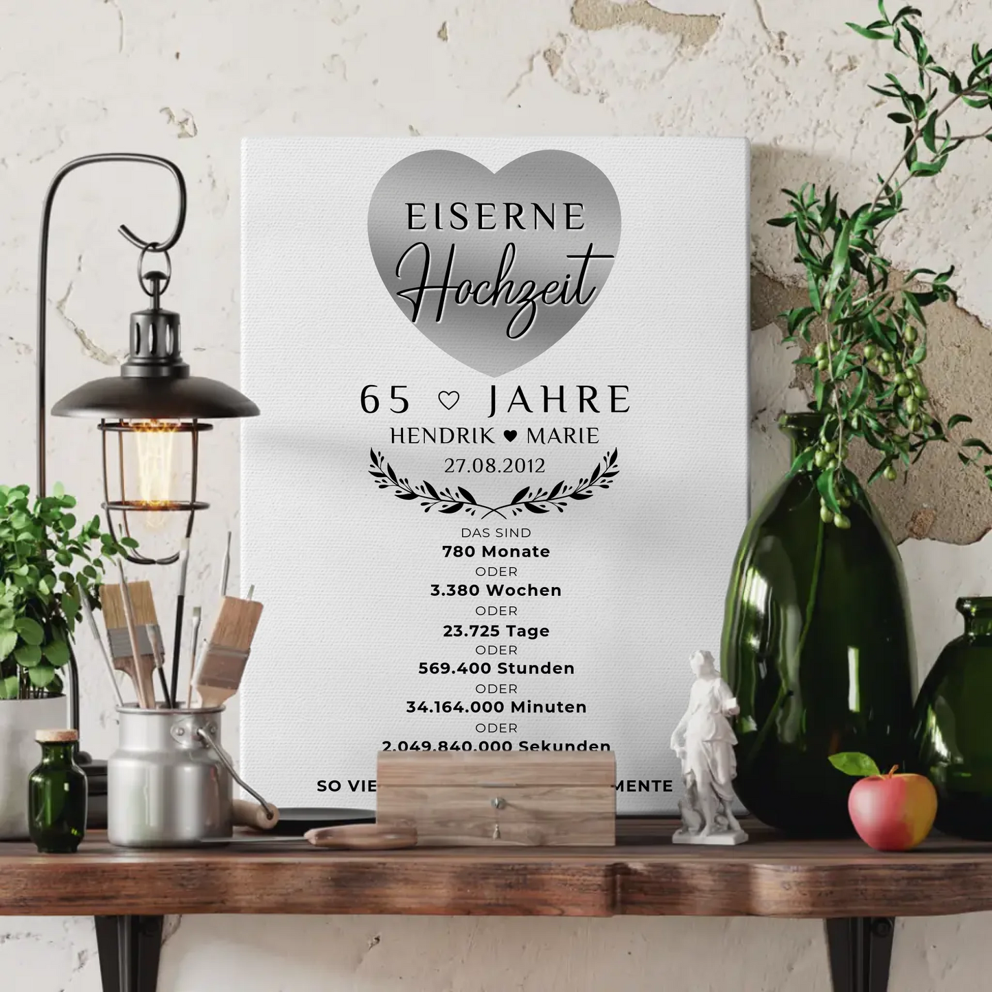 Personalisierte Fotoleinwand 65 Hochzeitstag Geschenk Eiserne Hochzeit