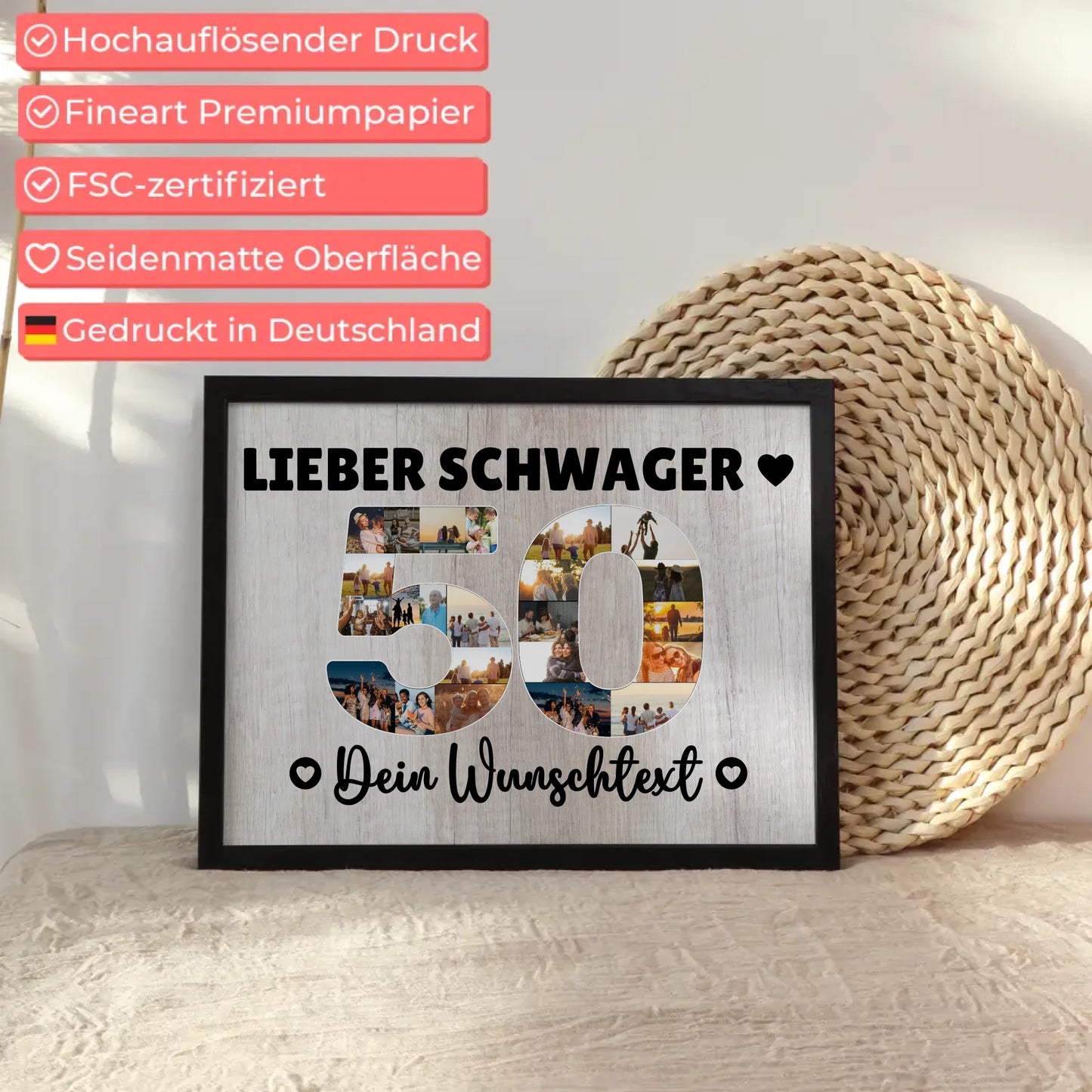 Personalisiertes Poster mit Wunschtext zum 50 Geburtstag Schwager