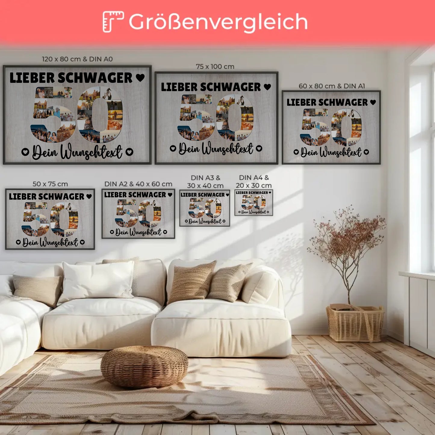 Personalisiertes Poster mit Wunschtext zum 50 Geburtstag Schwager